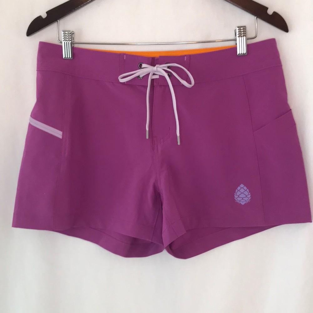 Womens Stio CFS board shorts, pink and orange, 8